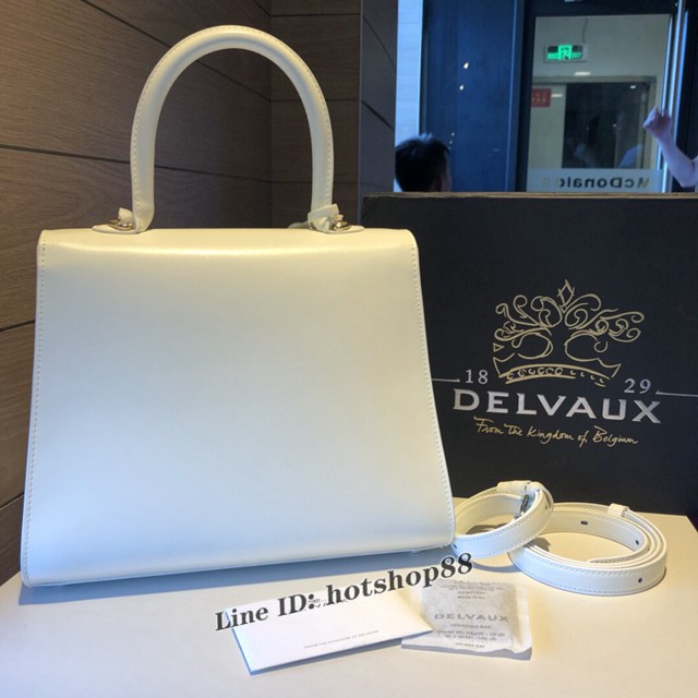 Delvaux專櫃經典款brillant手提包 德爾沃五金雙環象牙白box皮大號女包 bxs1071